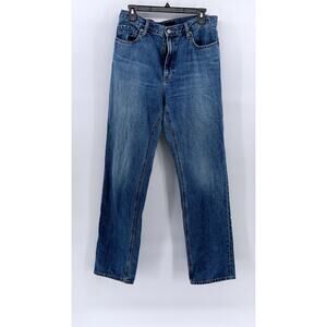 UNIQLO Women's Blue Denim Straight-Leg High-Rise Five-Pocket Jeans SZ 29